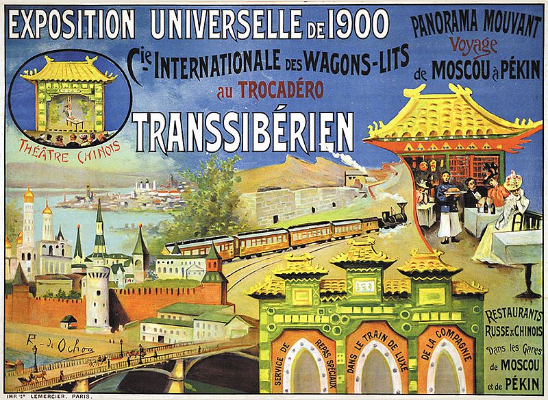 Plakat der Internationalen Schlafwagengesellschaft CIWL für die Weltausstellung von Paris 1900